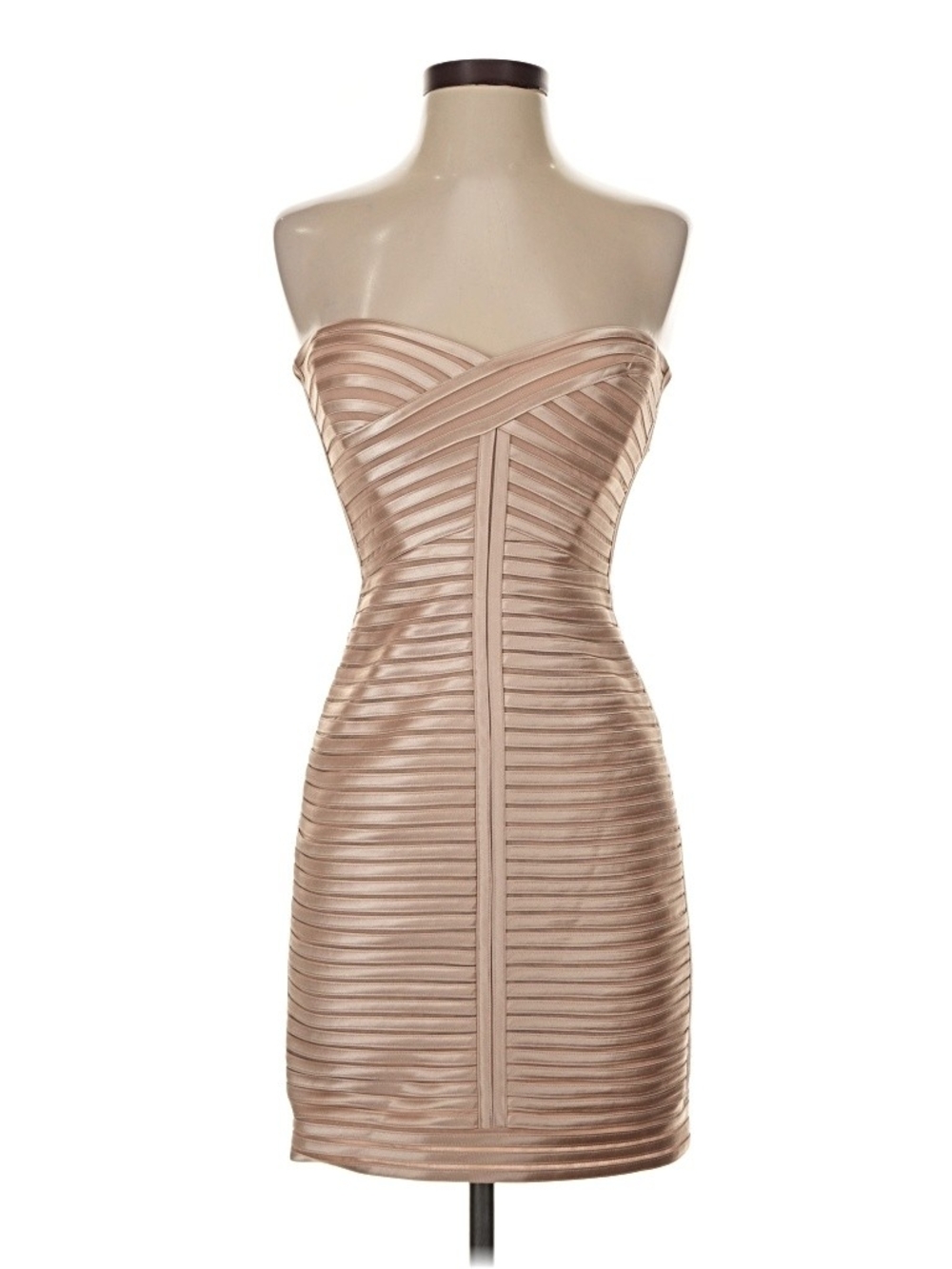 VINTAGE BCBGMAXAZRIA Gold Metallic Strapless Bandage Dress